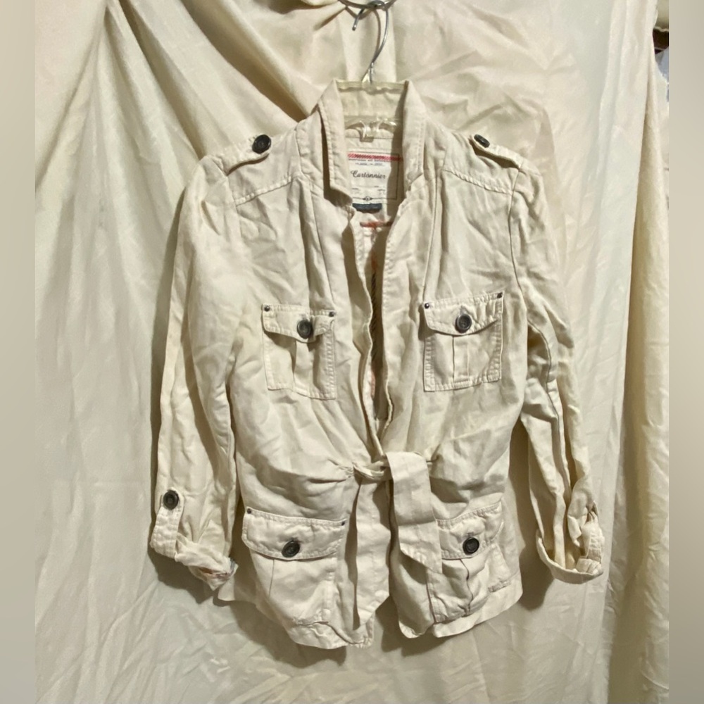 Cartonnier Cream Utility Jacket with Relaxed Fit